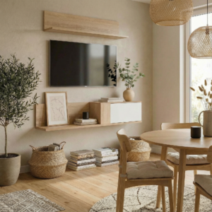 MODULO ALMA ALTO ROBLE ASERRADO/ BLANCO + ESTANTE