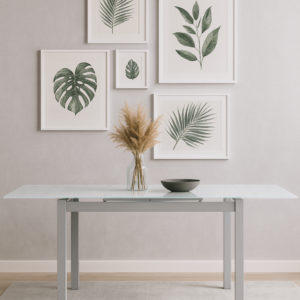 MESA BISBE EXTENSIBLE BLANCA CHASIS GRIS