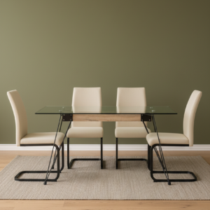 MESA SPIDER TAPA CRISTAL PATA NEGRA