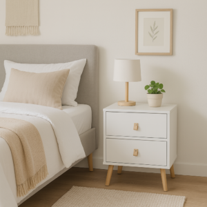 MESITA ANZIO BLANCA 2 CAJONES