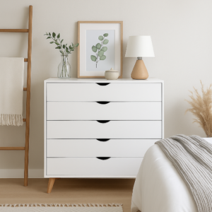 CÓMODA FIANO BLANCA 5 CAJONES