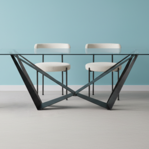 MESA W CRISTAL PATA ÁNGULOS NEGRA (1600*900*760)