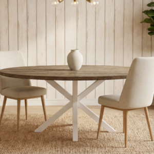 MESA STACY ROBLE OVAL BLANCO TAPA MELAMINA 1400x800x750mm