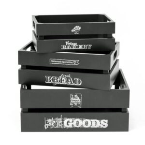 Set de 3 cajas de madera Bakery negro