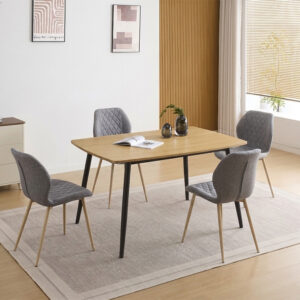 Conjunto Mesa Fija Hudson + 4 sillas Selma Gris