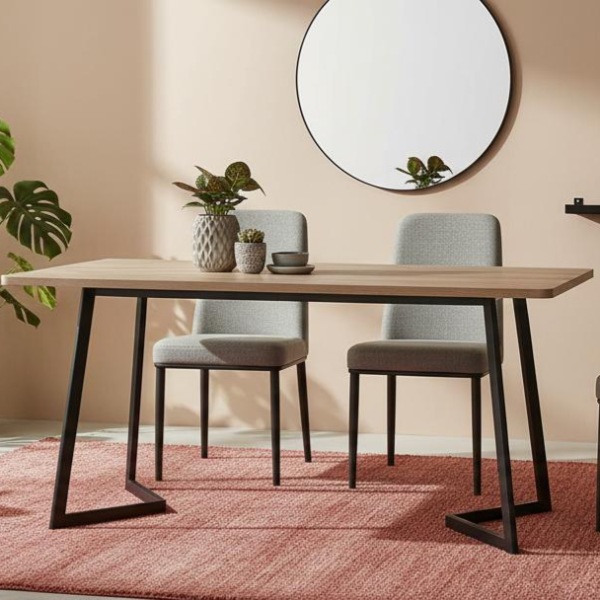 [HT013-ASR] MESA AMBLER PATAS METAL Y TAPA MELAMINA ASERRADA